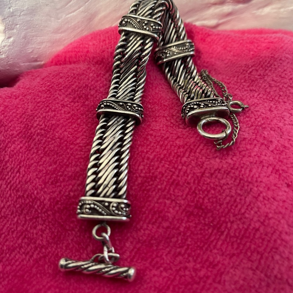 Lois Hill Wide Vintage Sterling Silver Bracelet
